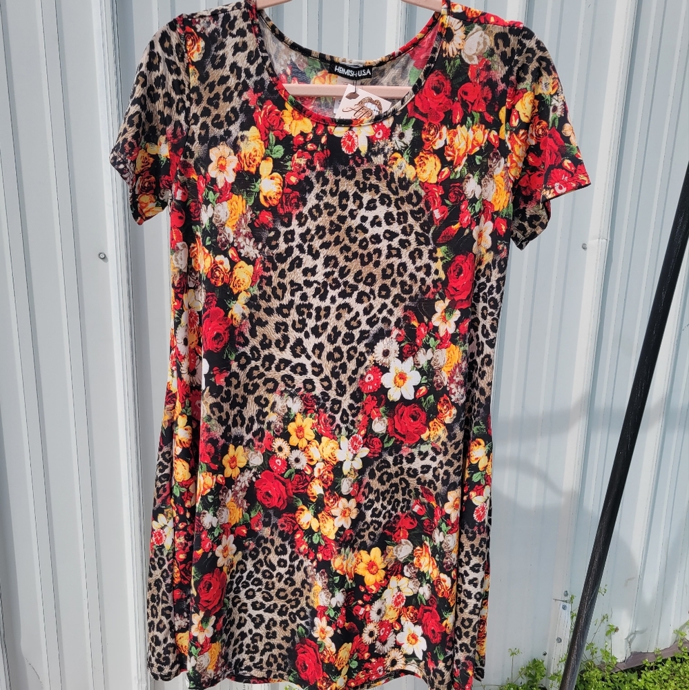 Floral Leopard Tunic/Dress with pockets